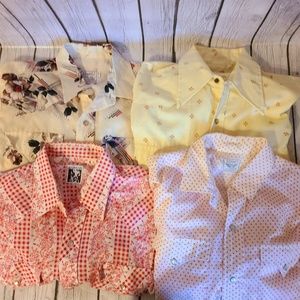 Mens Lot of 4 Vintage Western Wear Long Sleeve Pearl Button Down Shirts Sz 15
